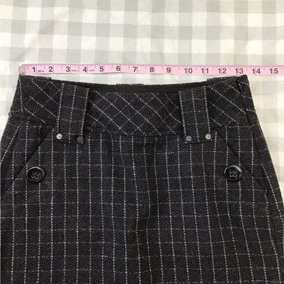 ESPRIT mini skirt 75% wool plaid size 0 black grey - Picture 12 of 15